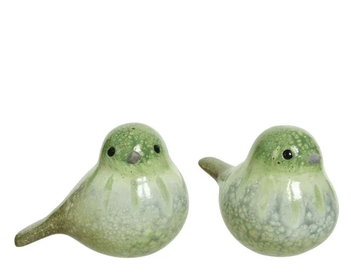 Jardin chez vous:Oiseau en terre cuite coloris vert - 17,5 x 12 x 14 cm