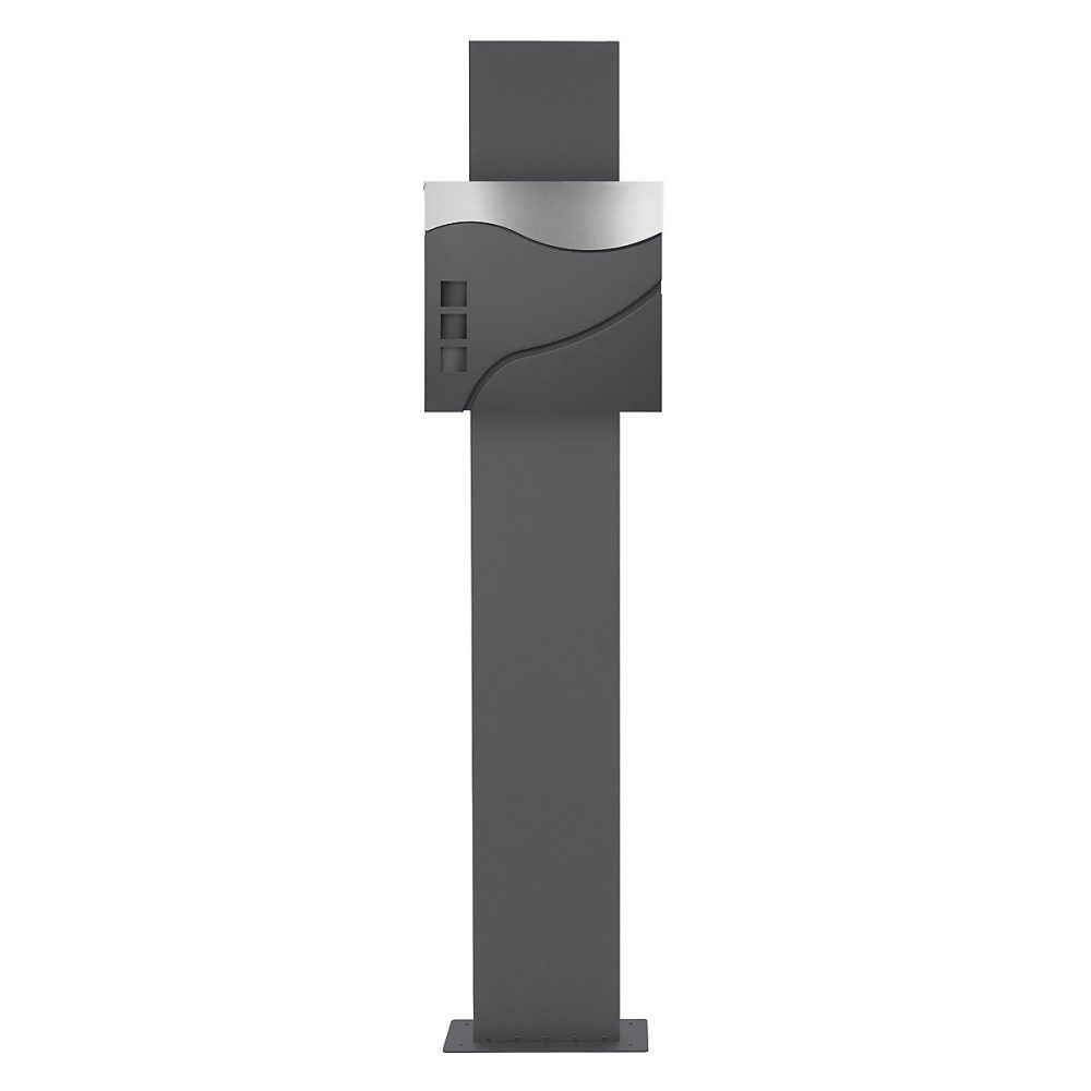 Boîte aux lettres avec support mailbox anthracite – argent moderne avec 2 cles