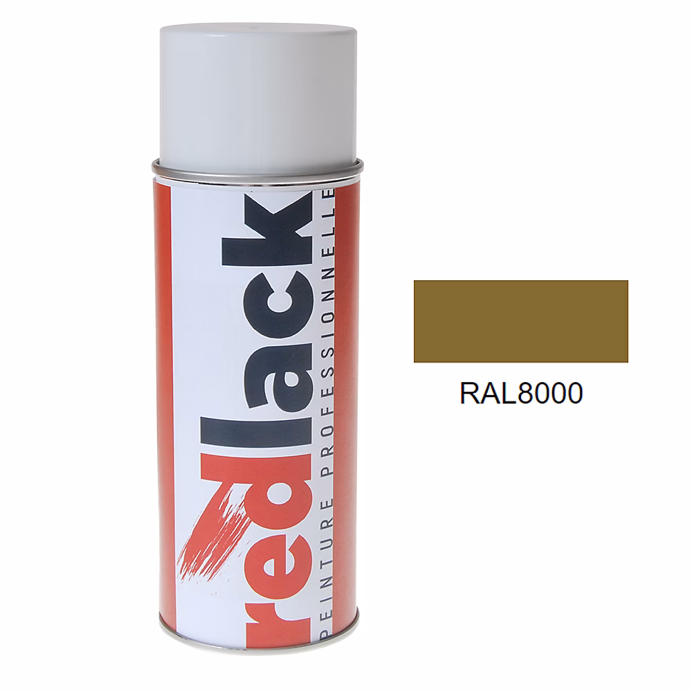 Bombe de peinture Aérosol | spray – 400ml – RAL 8000 Brun vert – Satiné – multisupport – Redlack – RAL8000