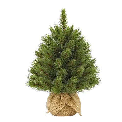 Essentiel extérieur：Sapin de Noël artificiel coloris vert avec toile de jute Forest Frosted