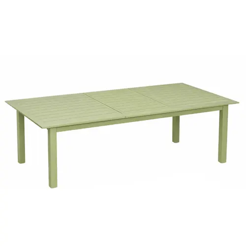 Espace vert malin：Table Caméline II coloris vert en aluminium - 130 x 180 x 84 cm