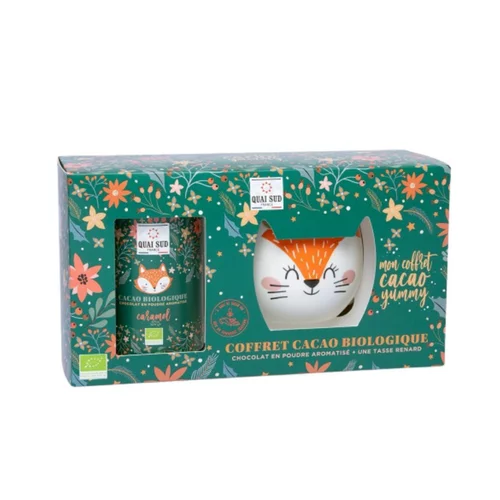 Jardin & loisirs：Coffret pour chocolat chaud au caramel avec cacao et mug renard Quai sud - 250 g