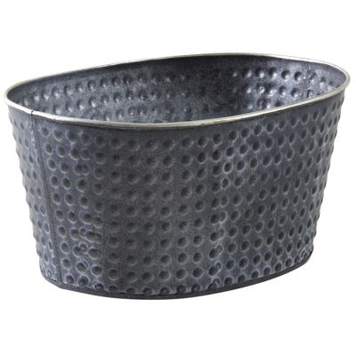 Corbeille ovale en métal noir laqué mat