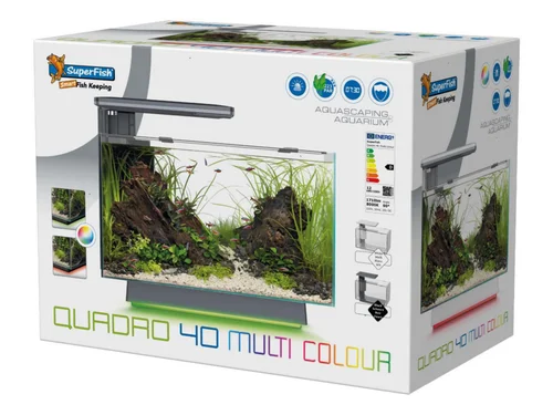 Jardin à organiser：Aquarium Aquadistri Quadro 40 Ambilight blanc 27 L - 45 x 25 x 35,7 cm