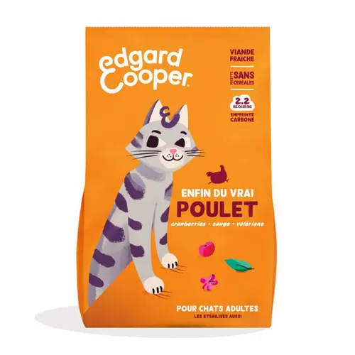 Utile au jardin：Croquettes pour chat adulte au poulet sans céréales Edgard & Cooper - 2 kg