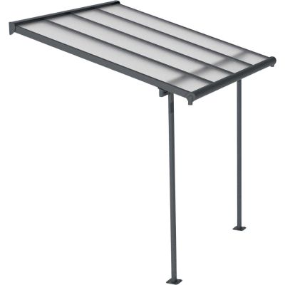 Pergola à adosser en aluminium gris et polycarbonate Sierra (2.2 x 2.3 m)