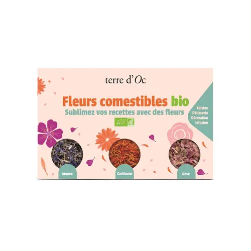 Solution pratique:Coffret 3 fleurs comestibles bio Terre d’Oc