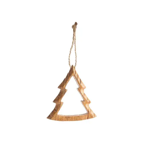 Un atout pour vos extérieurs：Décoration à suspendre sapin en bois naturel - 10 x 9 x 2 cm