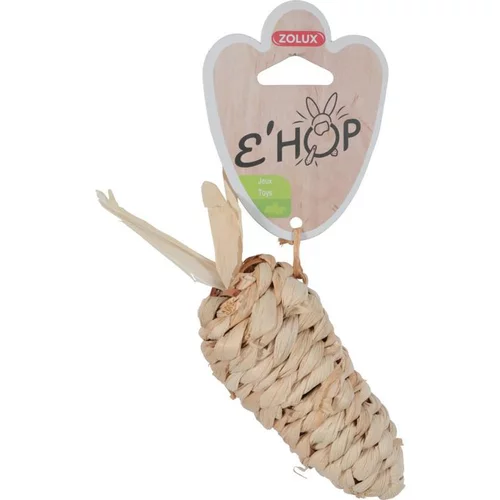 Idée nature：Jouet carotte en feuille de maïs pour le rongeur coloris beige Ehop Zolux – 12,5 cm de hauteur