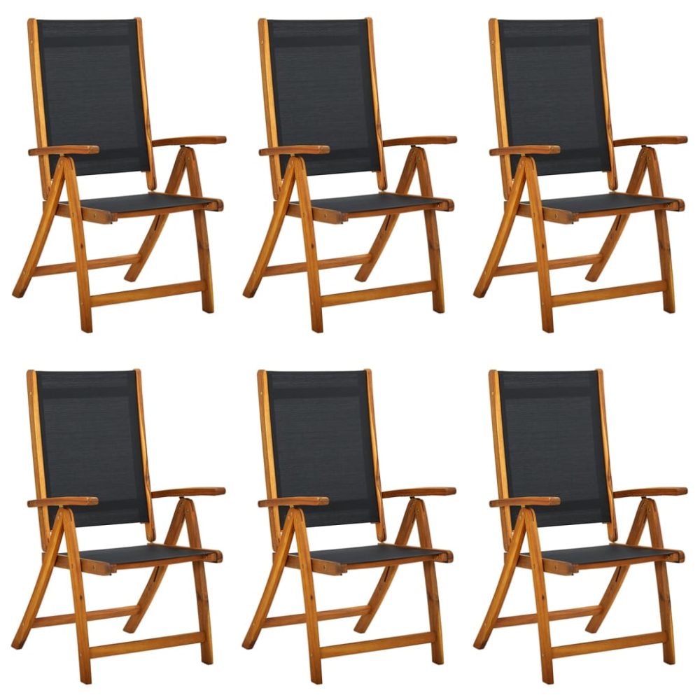 vidaXL Chaises pliantes 6 pièces en bois massif d'acacia et textilène – Mobilier de jardin