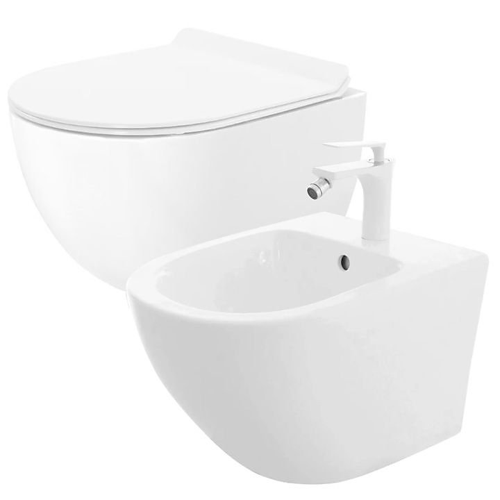 Cuvette Wc Suspendue Rea Carter White + Bidet Carter Mini – Réf. YAQUZCRLT5860927883