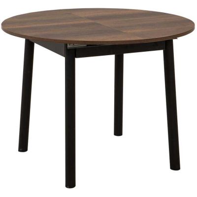 Table repas ronde en aggloméré avec allonge Oliver (Noyer)