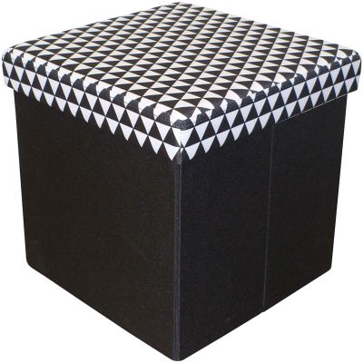 Pouf coffre carré pliable scandinave (Noir)