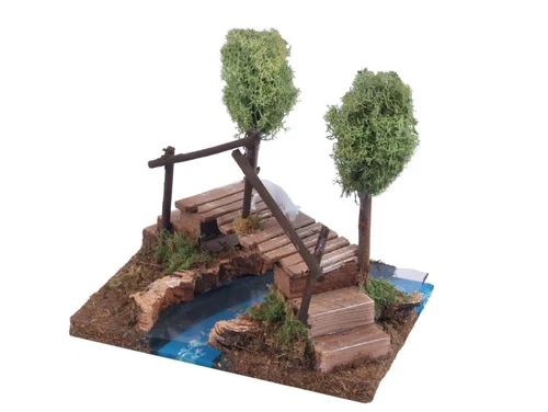 Idée extérieur：Fleuve avec pont et arbre