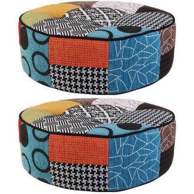 Pouf rond patchwork 50 cm (Lot de 2)