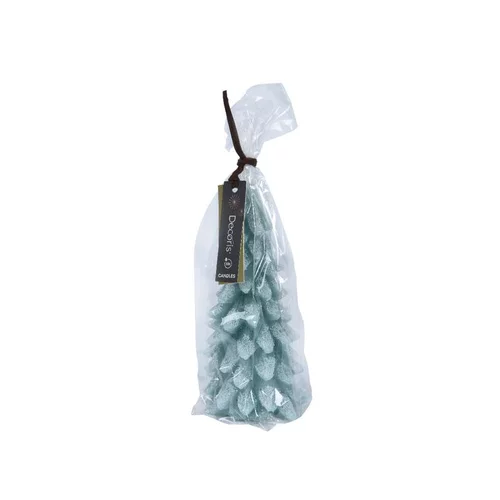 Extérieur confort：Bougie forme sapin en cire verte à paillettes - Ø 8 x H 16,5 cm