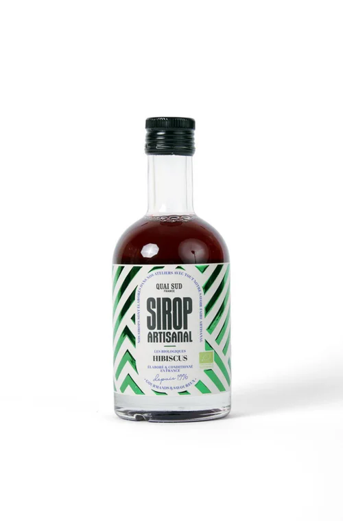 Jardin & nature：Sirop artisanal Bio à l'hibiscus Quai Sud - Bouteille de 35 cl