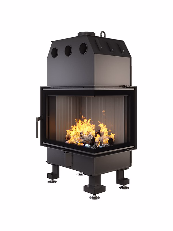 Cheminée d'angle Insert Ouverture à droite Noir Energy 65x50x47 (14 – 5 kW) ECO