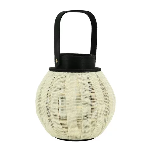 Pour vos envies de jardin：Lanterne ronde en bois coloris blancoir petit modèle - Ø 20 x H 22/34 cm