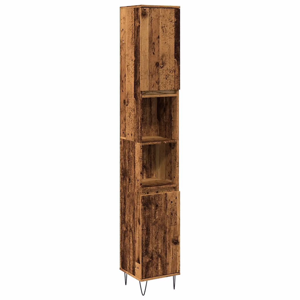 Armoire de salle de bain vieux bois 30 × 30 × 190cm bois ingénierie vidaXL