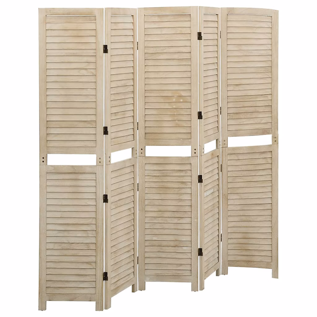 Cloison de séparation 5 panneaux 175 × 165 cm Bois de Paulownia vidaXL