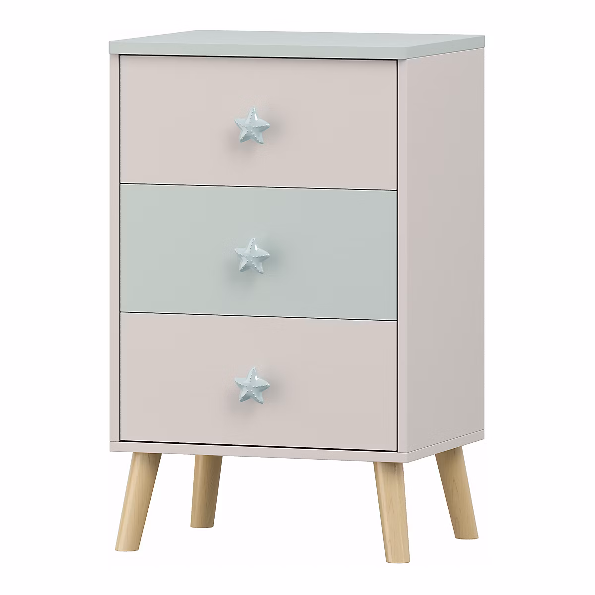 Commode pour enfants Sandnes 62 × 38 × 30 cm blanc vert menthe en.casa