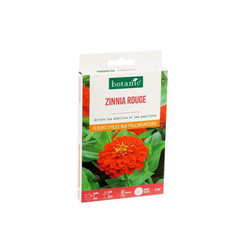 Adapté à votre jardin：Zinnia rouge botanic® - graines à semer (3 m²)