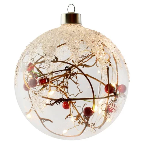 Jardin loisirs:Boule de Noël lumineuse LED à lumière fixe blanc à piles - Ø 12 cm