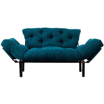 Canapé 2 places convertible en tissu Nitta (Bleu pétrole)