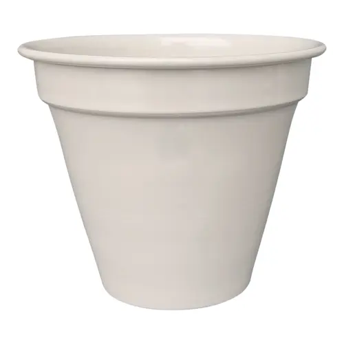 Extérieur équipement：Pot conique en métal recyclé coloris crème Upcycle Conique - Ø 18,5 x H 16 cm