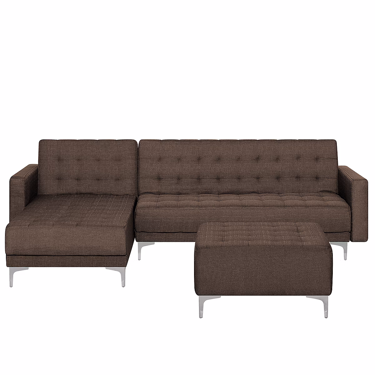 Canapé-lit d'angle modulable 4 places ABERDEEN Tissu Marron foncé avec ottoman Côté droit – Réf. RVVBFTZQE4136154335