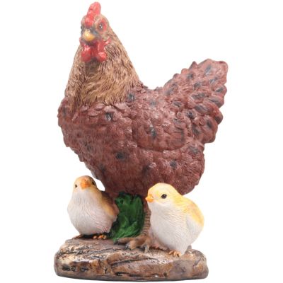 Poule avec poussins en résine 15 x 11 x 20 cm (Brun)