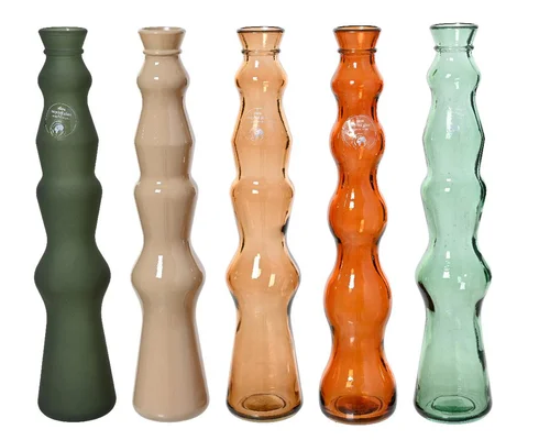 Parfait au jardin:Vase en verre recyclé coloré - Ø 7 x H 32 cm