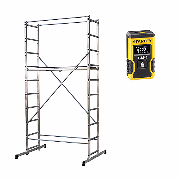 Echafaudage domestique: Hauteur de travail max 3.78m + Télémètre laser STANLEY – 203702-LASER
