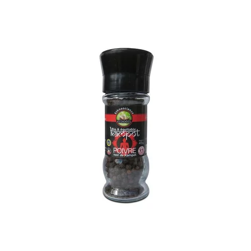 Pour plus de praticité à l’extérieur:Moulin de poivre noir de Kampot en grains bio-équitable Ethnoscience - 45 g