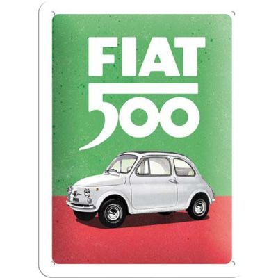 Plaque décorative en métal en relief 20 x 15 cm (Fiat 500 - Italian Colours)