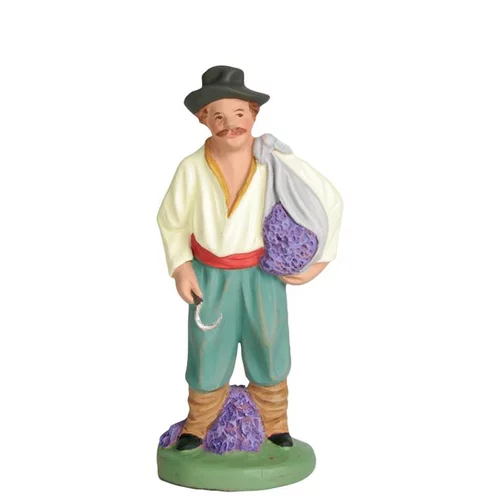 Vie extérieure：Santon pour crèche porteur de lavande blanc - 7 cm