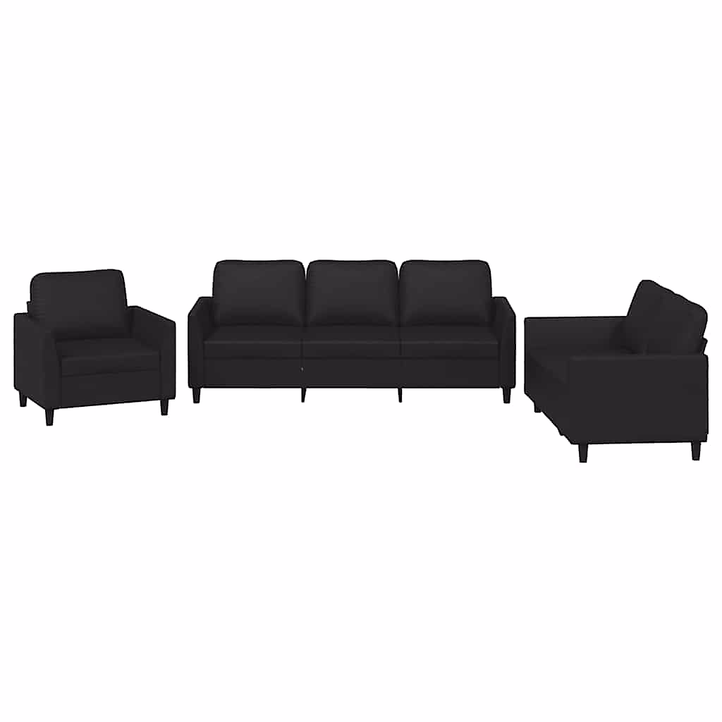 Ensemble de canapés 3 pcs avec coussins Noir Similicuir vidaXL – Réf. YDBFQHYUW9986858163
