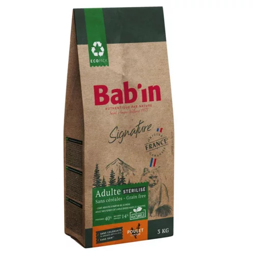 Facile extérieur:Croquettes pour chat adulte stérilisé au poulet sans céréales Bab'in Signature - 3 kg