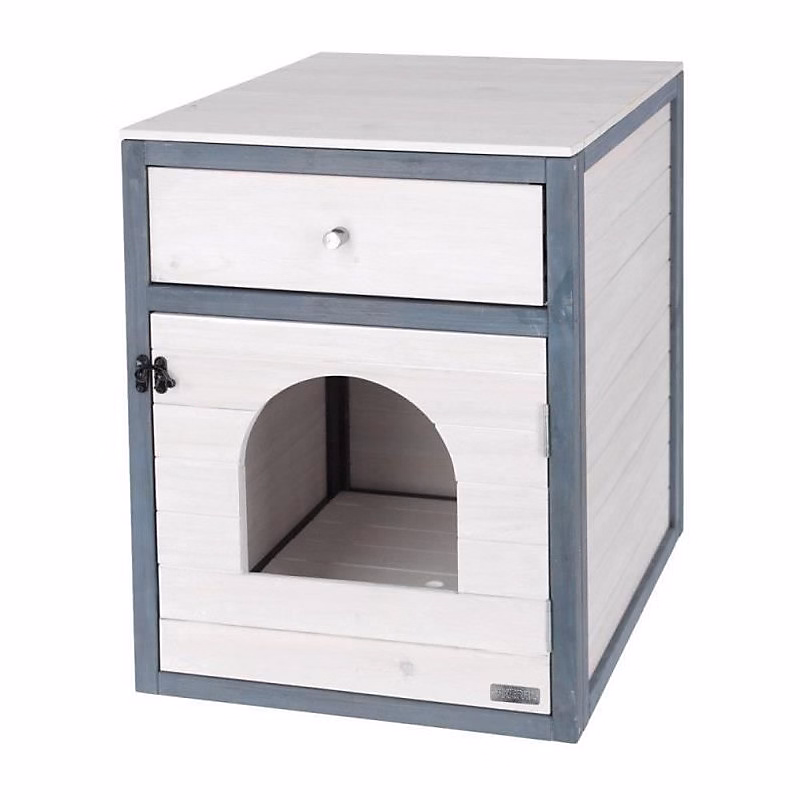 Armoire pour chat – KERBL, Ida, Blanc/bleu, 58 × 45 × 60cm