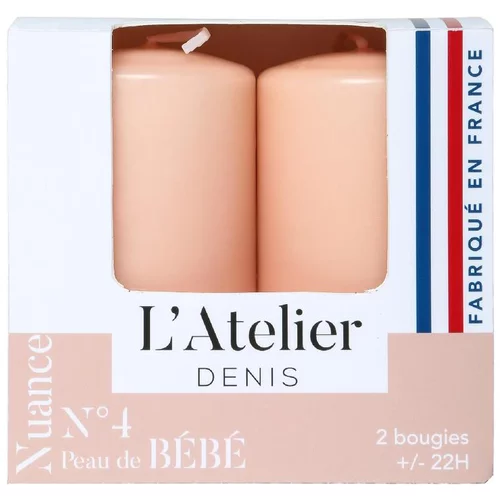 Pour votre extérieur:Bougie cylindrique rose L’Atelier de Denis - Le pack de 2