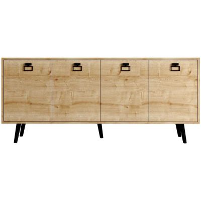 Buffet 4 portes en aggloméré Mirza Modern (Chêne)