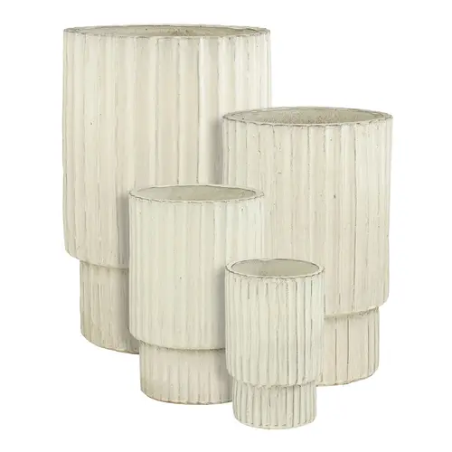 Esprit jardin：Pot haut Sorrento coloris beige en céramique - 35 x Ø 23 cm