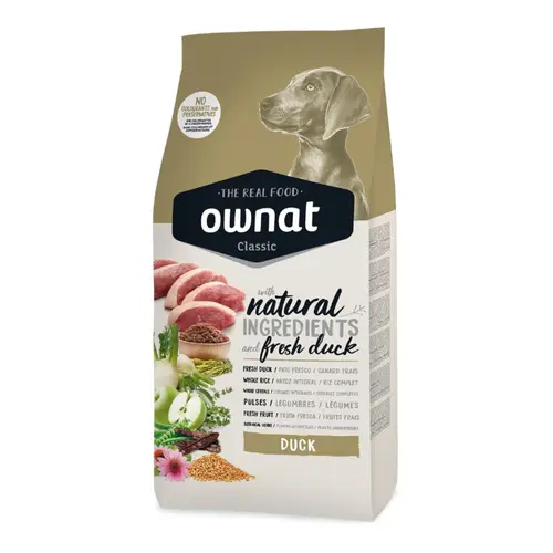 L’essentiel pour le jardin:Croquettes pour chien au canard Ownat classic - 12 kg