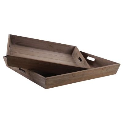 Plateaux carrés en bois (Lot de 2)