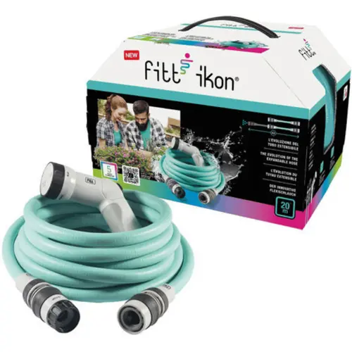 Pour compléter vos extérieurs:Tuyau extensible bleu équipé avec accessoires et pistolet Fitt Ikon - 20 m