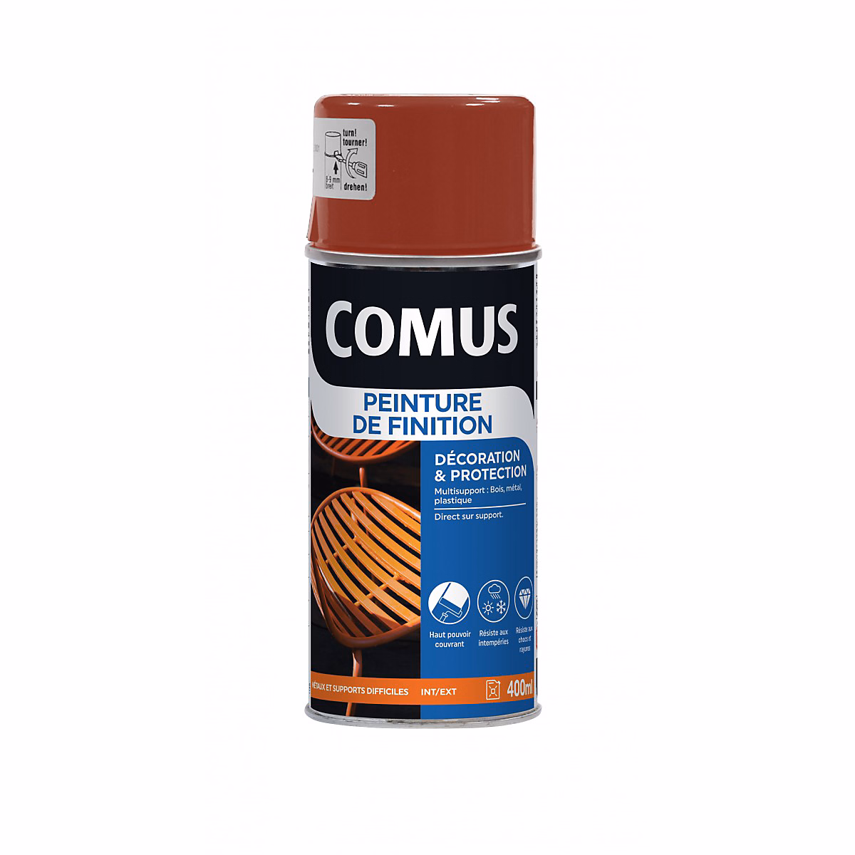 Peinture intérieure – Aérosol 400ml Peinture de finition brillant rouge sécurité COMUS