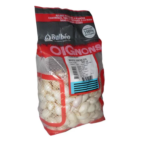 Pour faciliter le quotidien au jardin：Bulbes d’oignons blanc White Ebenezer calibre 14/21, 500 g
