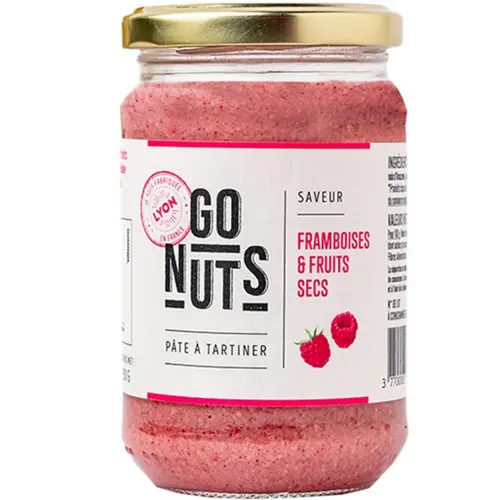 Un plus pour votre jardin：Pâte à tartiner framboises et fruits secs Go nuts - 270 g