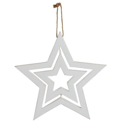 Etoile en bois blanc à suspendre (Grand)
